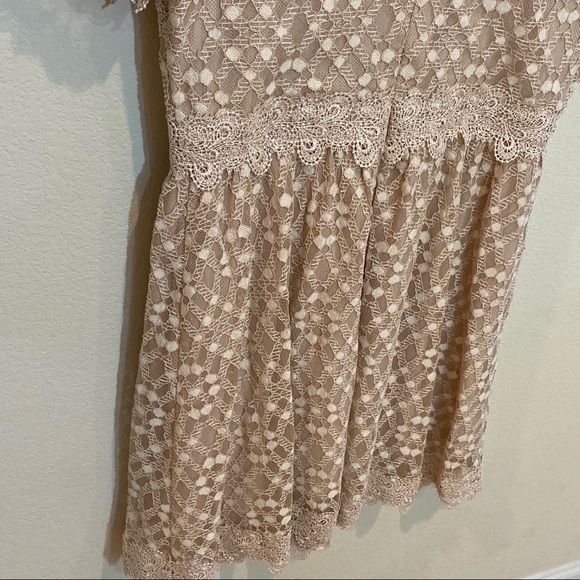 J.O.A. Lace Short Sleeve Blush Mini Dress - Picture 10 of 14